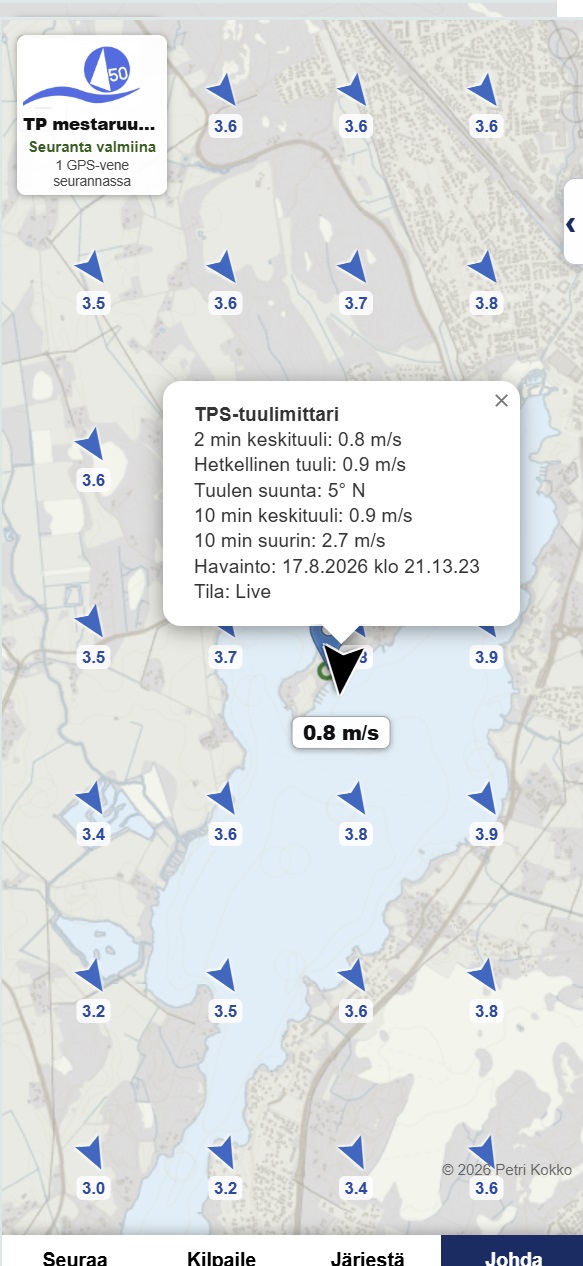 Regatta kilpailurata ja olosuhteet